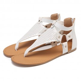 Large Size Women Casual Strappy Zipper Clip Toe Sandals