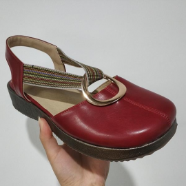 Large Size Women Casual Closed Toe Elastic Band Flat Sandals