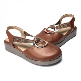 Large Size Women Casual Closed Toe Elastic Band Flat Sandals