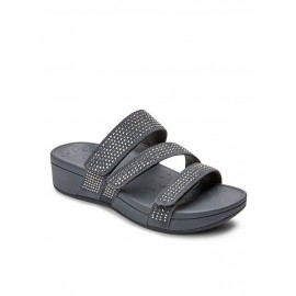 Plus Size Women Rhinestone Opened Toe Hook Loop Platform Casual Slide Sandals