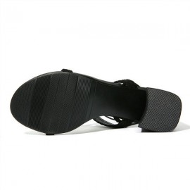 Tassel Woven Block Peep Toe Solid Buckle Strap Sandals