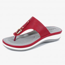 Women Summer Metal Decoration Flip Flops Comfy Clip Toe Sandals