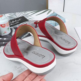 Women Summer Metal Decoration Flip Flops Comfy Clip Toe Sandals