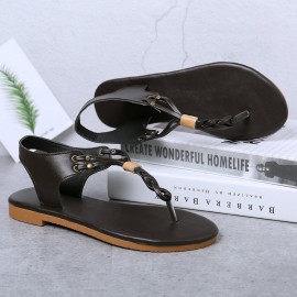 Large Size Women Retro Beach Slip On Flip Flops Flat Sandals