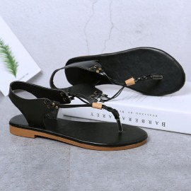 Large Size Women Retro Beach Slip On Flip Flops Flat Sandals