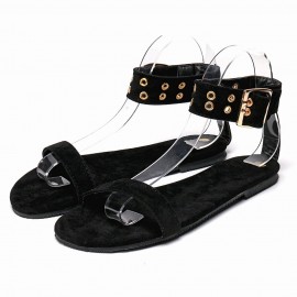 Big Size Women Summer Transparent Ankle Strap Buckle Flat Sandals