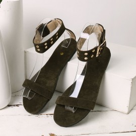 Big Size Women Summer Transparent Ankle Strap Buckle Flat Sandals