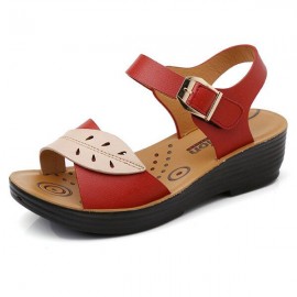 Leaves Comfortable Buckle Wedges Summer Sandals