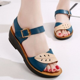 Leaves Comfortable Buckle Wedges Summer Sandals