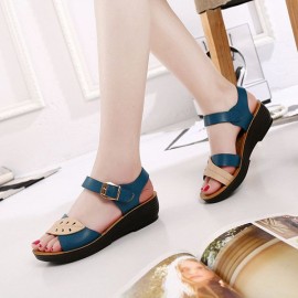 Leaves Comfortable Buckle Wedges Summer Sandals