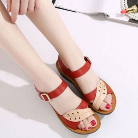 Leaves Comfortable Buckle Wedges Summer Sandals