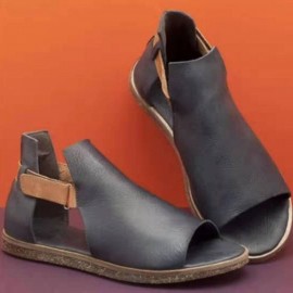 Women Minimalist Fish Mouth Hook Loop Rome Flat Sandals