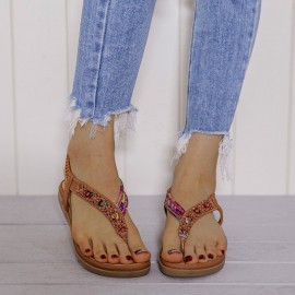 Knitting Slip On Comfy Clip Toe Beach Flat Sandals