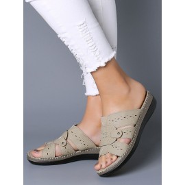 Women Casual Soft Hollow Stitching Flat Sandals