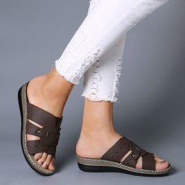 Women Casual Soft Hollow Stitching Flat Sandals