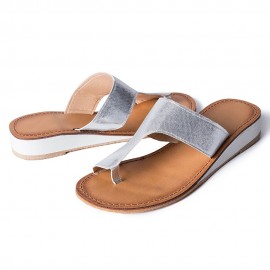 Plus Size Women Comfy Soft Leopard Clip Toe Flat Slippers