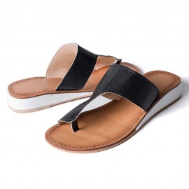 Plus Size Women Comfy Soft Leopard Clip Toe Flat Slippers