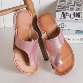 Plus Size Women Comfy Soft Leopard Clip Toe Flat Slippers