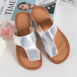 Plus Size Women Comfy Soft Leopard Clip Toe Flat Slippers