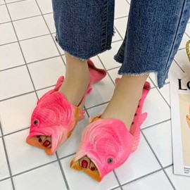 Women Funny Fish Shape Casual Beach Slidders Slippers