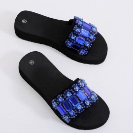 Women The Beads Rhinestone Soft Bottom Slippers