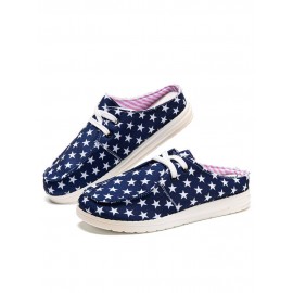 Plus Size Women Casual Leopard Drawstring Breathable Comfy Closed Toe Slippers