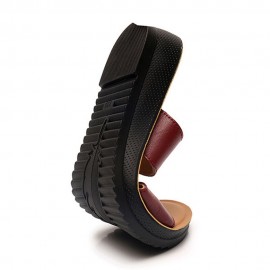 Women Beach Leather Rhinestone Hollow Soft Comfy Slide Slippers