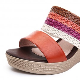 Women Casual Weaven Platform Wedge Heel Peep Toe Slippers