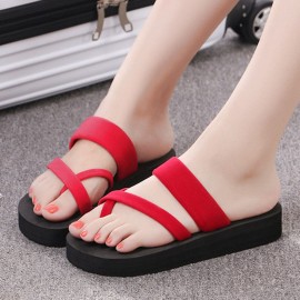 Women Clip Toe Comfy Non Slip Casual Beach Platform Slippers