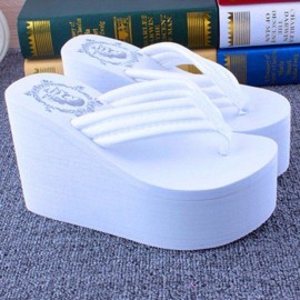 EVA Clip Toe Flip Flops High Heels Platform Beach Slippers