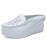 Women Pattern Hollow Leather Comfy Breathable Platform Backless Slippers